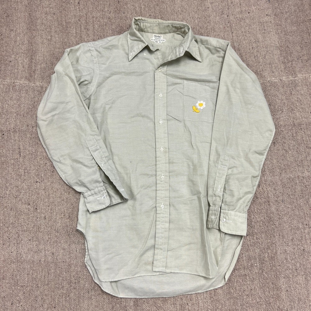 Vintage C.O Gooding Button Up Shirt Mens Large Green 1970s Dacron